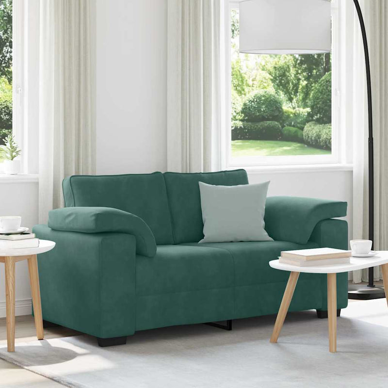 vidaXL sötétzöld bársony loveseat kanapé 120 cm