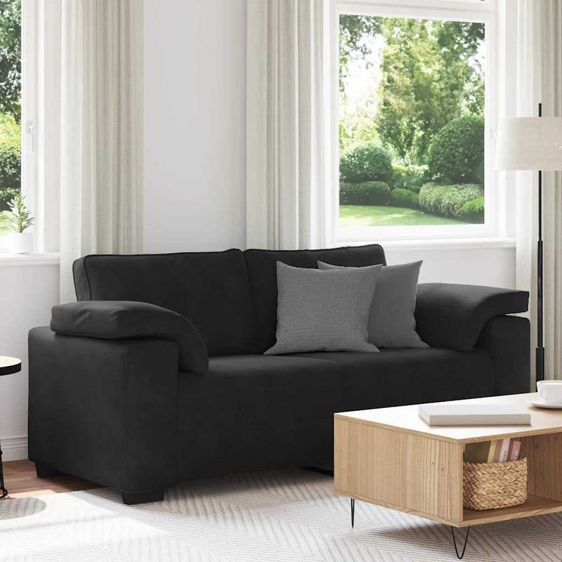 vidaXL fekete bársony loveseat kanapé 140 cm