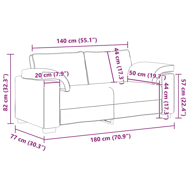vidaXL barna bársony loveseat kanapé 140 cm