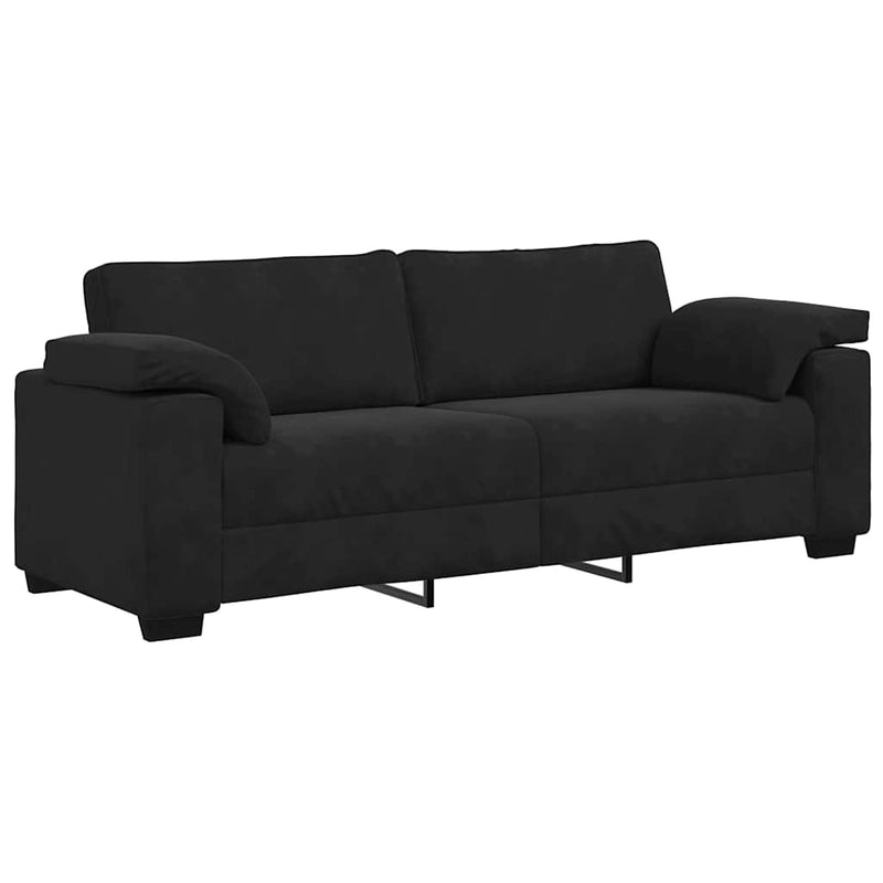vidaXL 3 személyes fekete bársony kanapé 178 cm