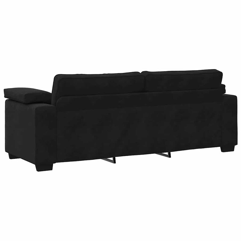 vidaXL 3 személyes fekete bársony kanapé 178 cm