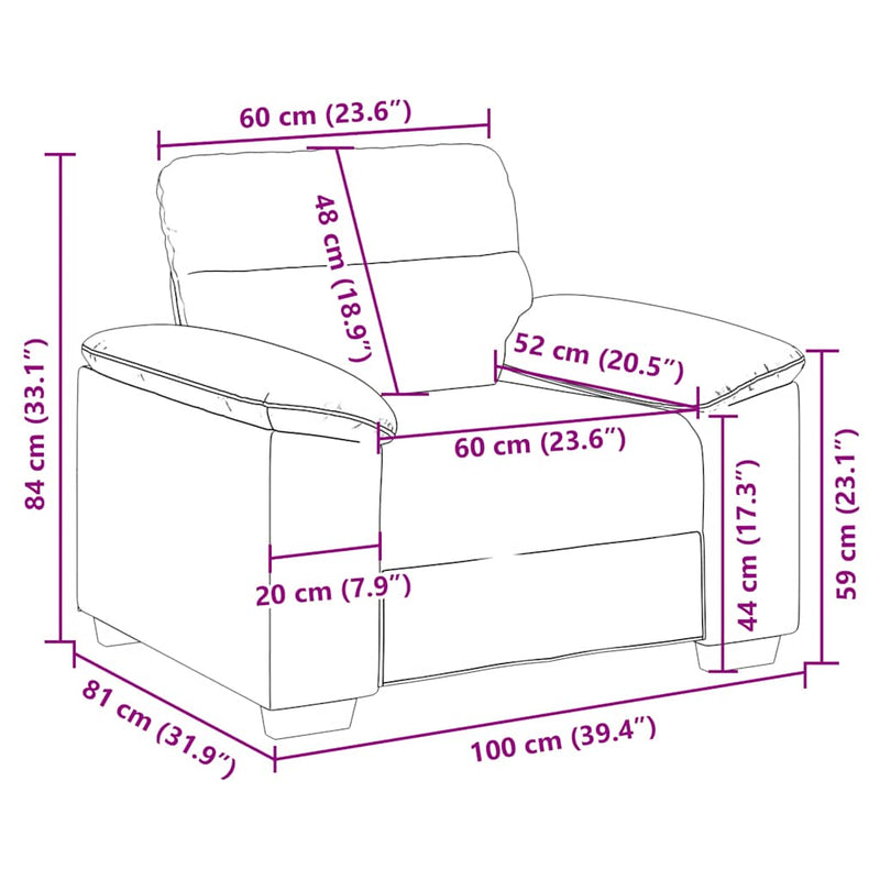 vidaXL bordó szövet kanapéfotel 60 cm