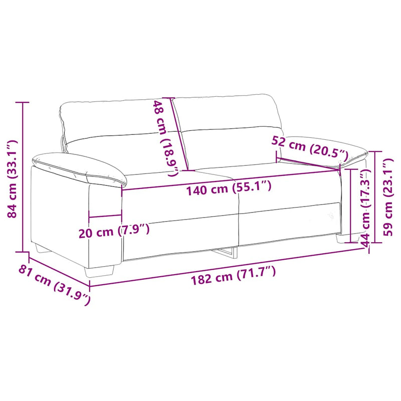 vidaXL kétszemélyes sötétszürke szövetkanapé 140 cm