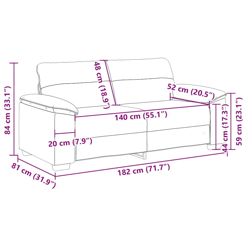 vidaXL kétszemélyes fekete szövetkanapé 140 cm