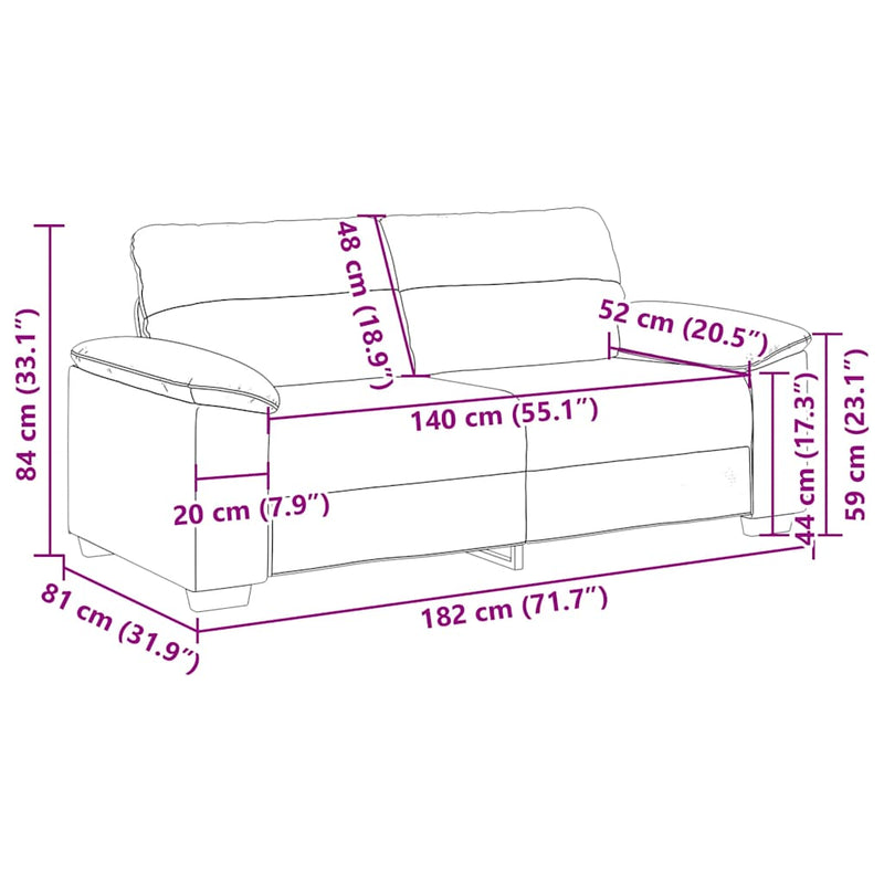 vidaXL kétszemélyes bordó szövet kanapé 140 cm