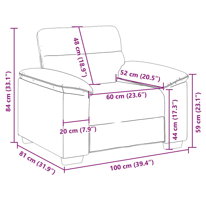 vidaXL fekete műbőr kanapéfotel 60 cm
