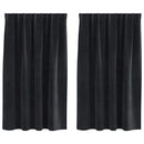 vidaXL Sötétítő függönyök 2 pcs Fekete 140 x 140 cm Bársony