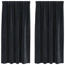 vidaXL Sötétítő függönyök 2 pcs Fekete 140 x 175 cm Bársony