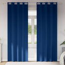 vidaXL Fekete Függöny Gyűrűkkel 2 db Sötét kék 245 x 140 cm Poliészter