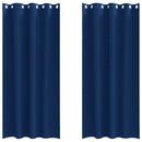 vidaXL Fekete Függöny Gyűrűkkel 2 db Sötét kék 260 x 140 cm Poliészter