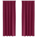 vidaXL Fekete Függöny Gyűrűkkel 2 pcs Bordó 225 x 140 cm Poliészter