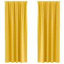 vidaXL Fekete Függöny Gyűrűkkel 2 pcs Mustár sárga 245 x 140 cm