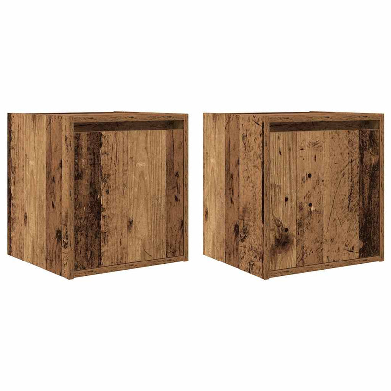 vidaXL 2 db antik fa színű falra szerelhető éjjeliszekrény 38x34x40 cm