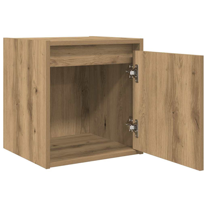 vidaXL 2 db kézműves tölgy fali szerelhető éjjeliszekrény 38x34x40 cm