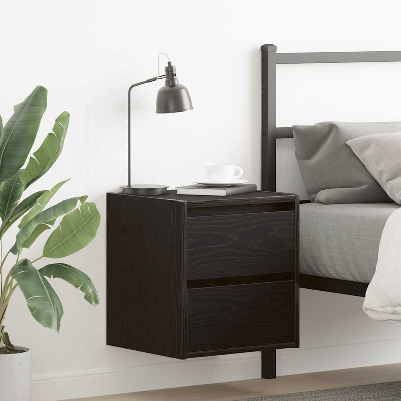 vidaXL 2 db fekete tölgy falra szerelhető éjjeliszekrény 38x34x40 cm