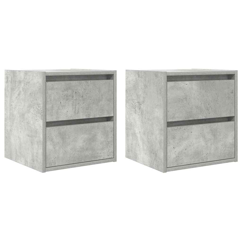 vidaXL 2 db betonszürke falra szerelhető éjjeliszekrény 38x34x40 cm
