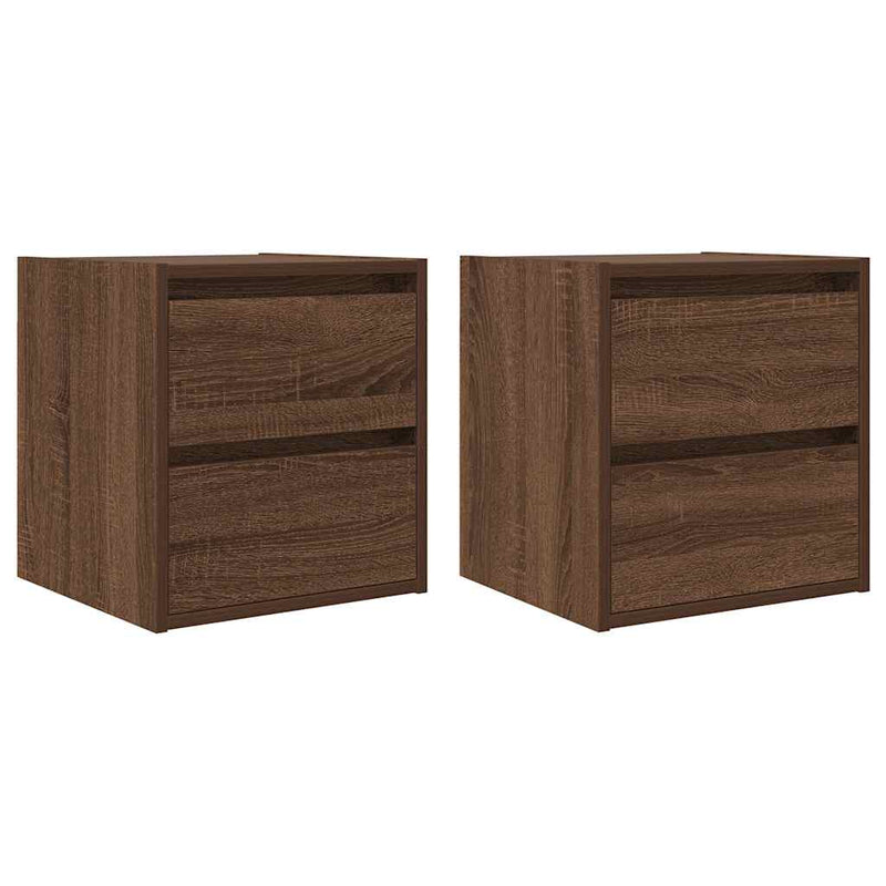 vidaXL 2 db barna tölgy falra szerelhető éjjeliszekrény 38x34x40 cm