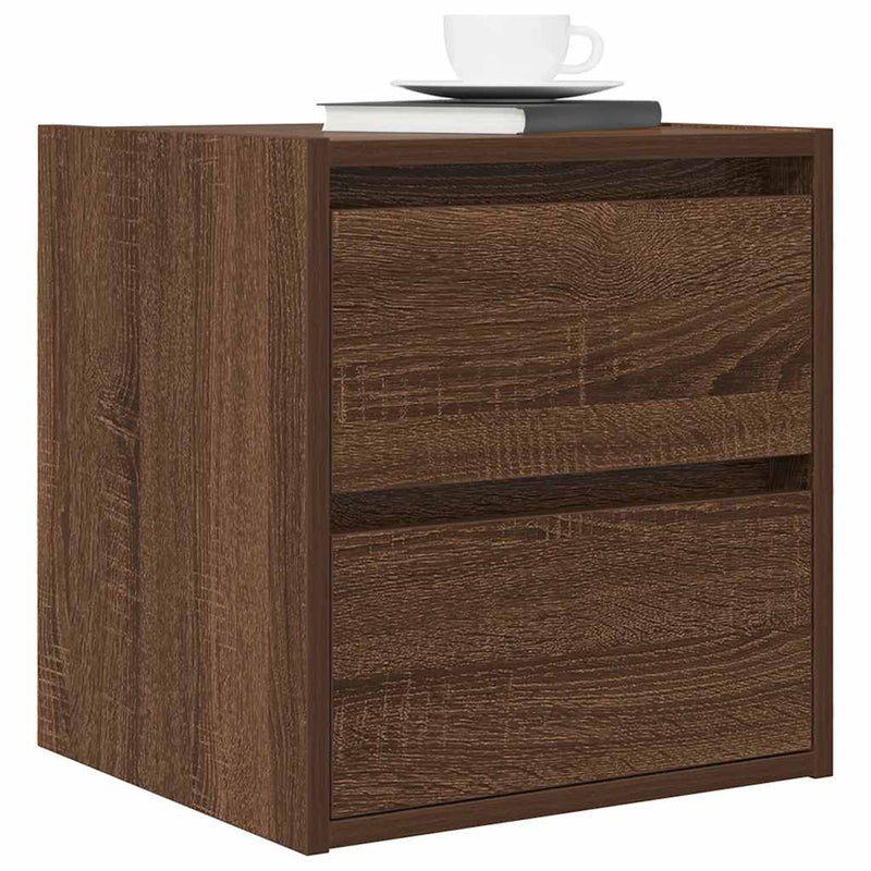 vidaXL 2 db barna tölgy falra szerelhető éjjeliszekrény 38x34x40 cm