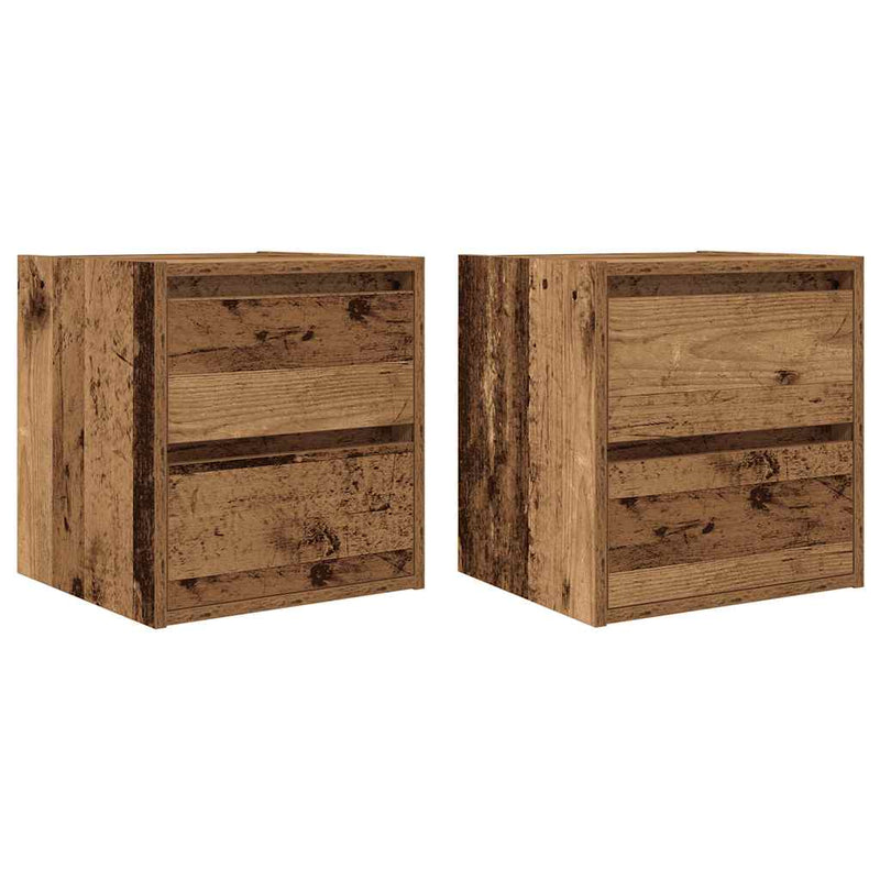 vidaXL 2 db antik fa színű falra szerelhető éjjeliszekrény 38x34x40 cm