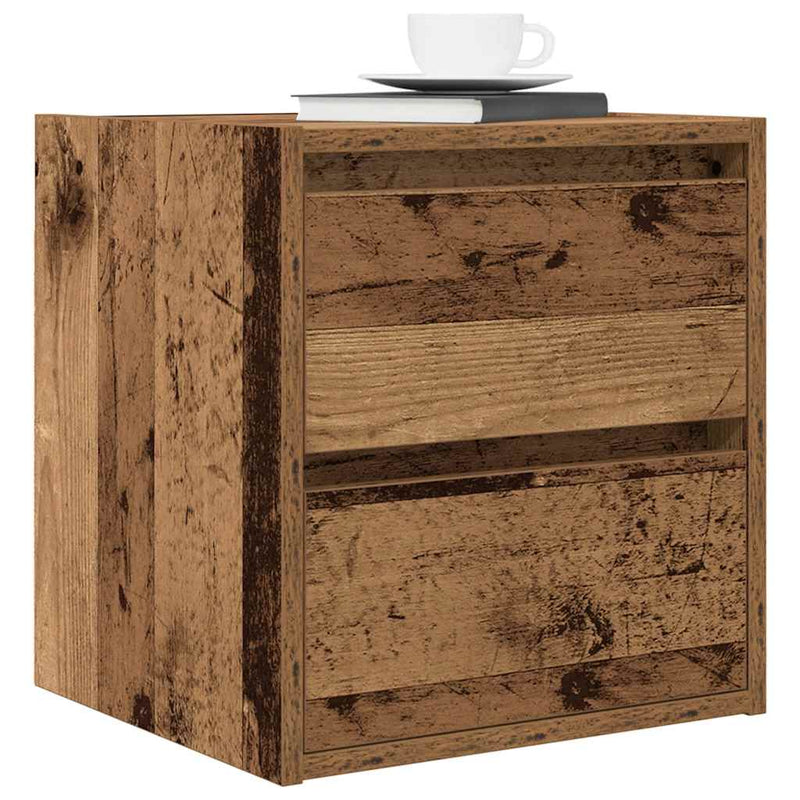 vidaXL 2 db antik fa színű falra szerelhető éjjeliszekrény 38x34x40 cm