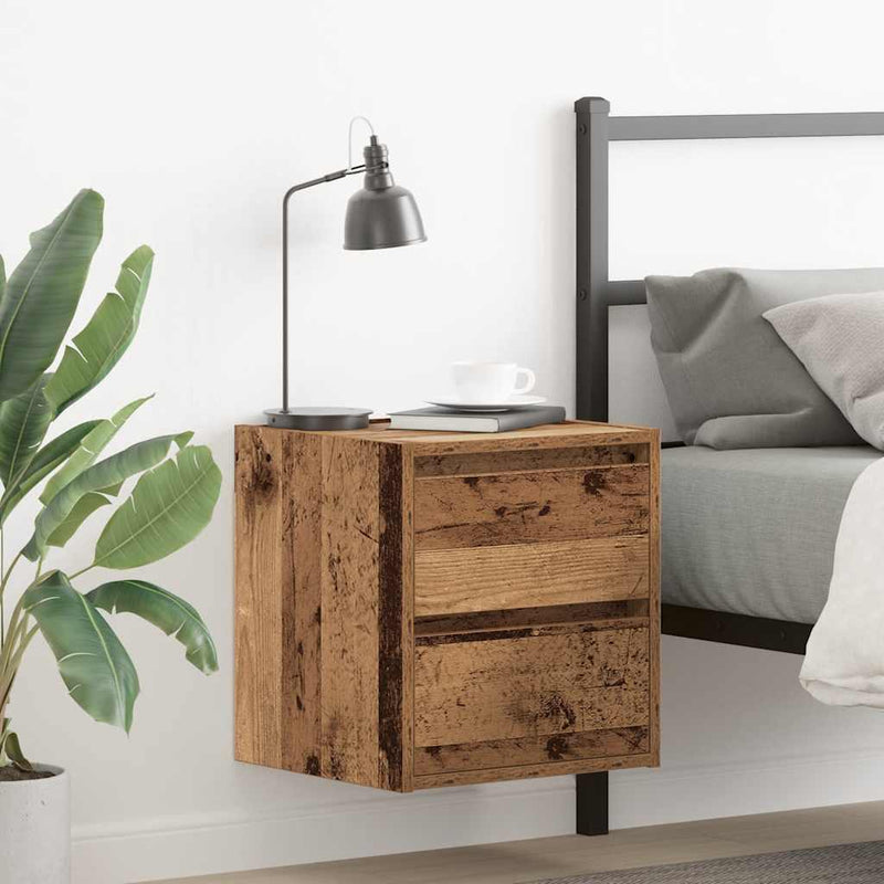 vidaXL 2 db antik fa színű falra szerelhető éjjeliszekrény 38x34x40 cm