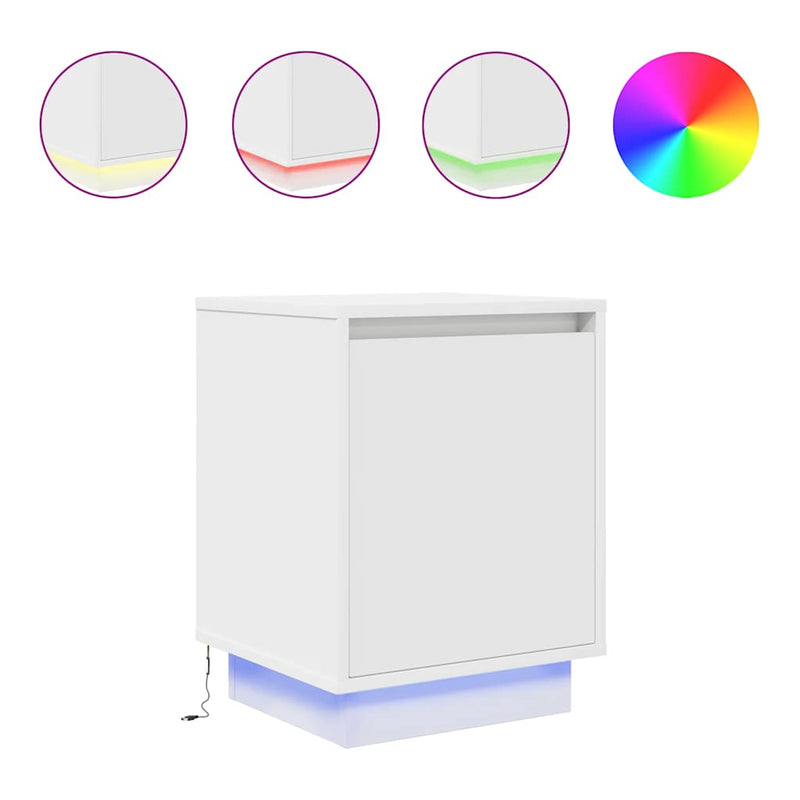 vidaXL éjjeliszekrény LED világítással Fehér 38x34x50 cm 38x34x50 cm