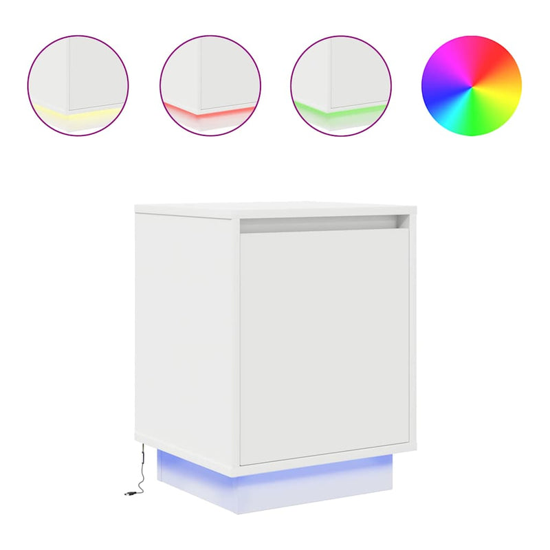 vidaXL 2 db fehér éjjeliszekrények LED világítással 38x34x50 cm