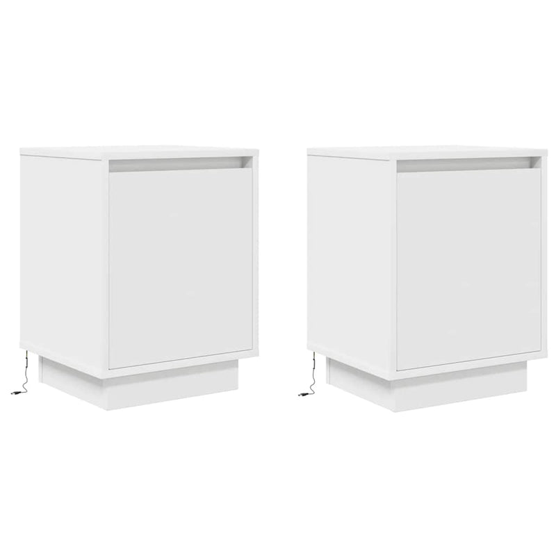 vidaXL 2 db fehér éjjeliszekrények LED világítással 38x34x50 cm