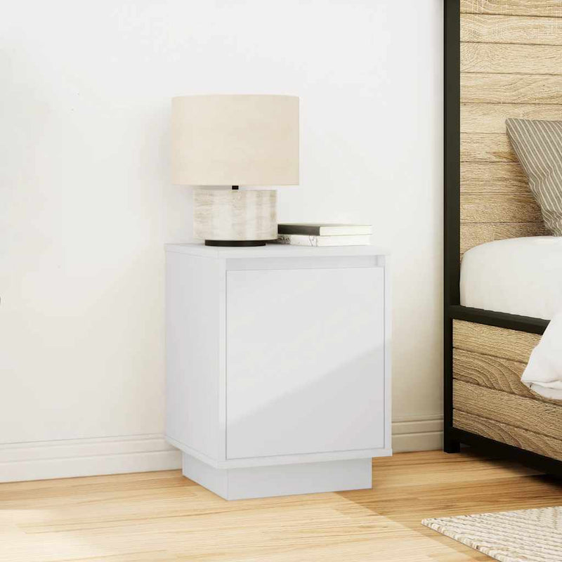 vidaXL 2 db fehér éjjeliszekrények LED világítással 38x34x50 cm