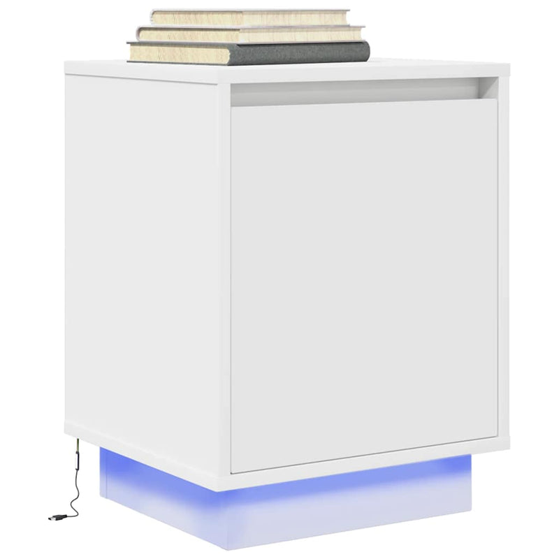 vidaXL 2 db fehér éjjeliszekrények LED világítással 38x34x50 cm