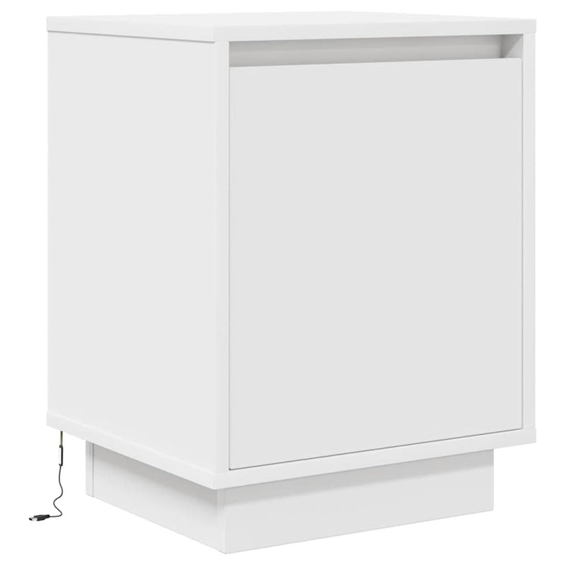 vidaXL 2 db fehér éjjeliszekrények LED világítással 38x34x50 cm