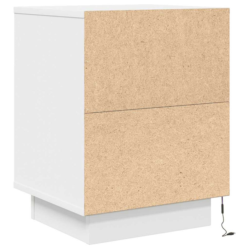 vidaXL 2 db fehér éjjeliszekrények LED világítással 38x34x50 cm