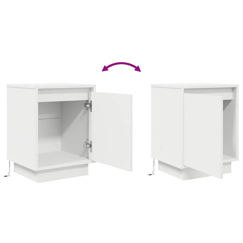 vidaXL 2 db fehér éjjeliszekrények LED világítással 38x34x50 cm