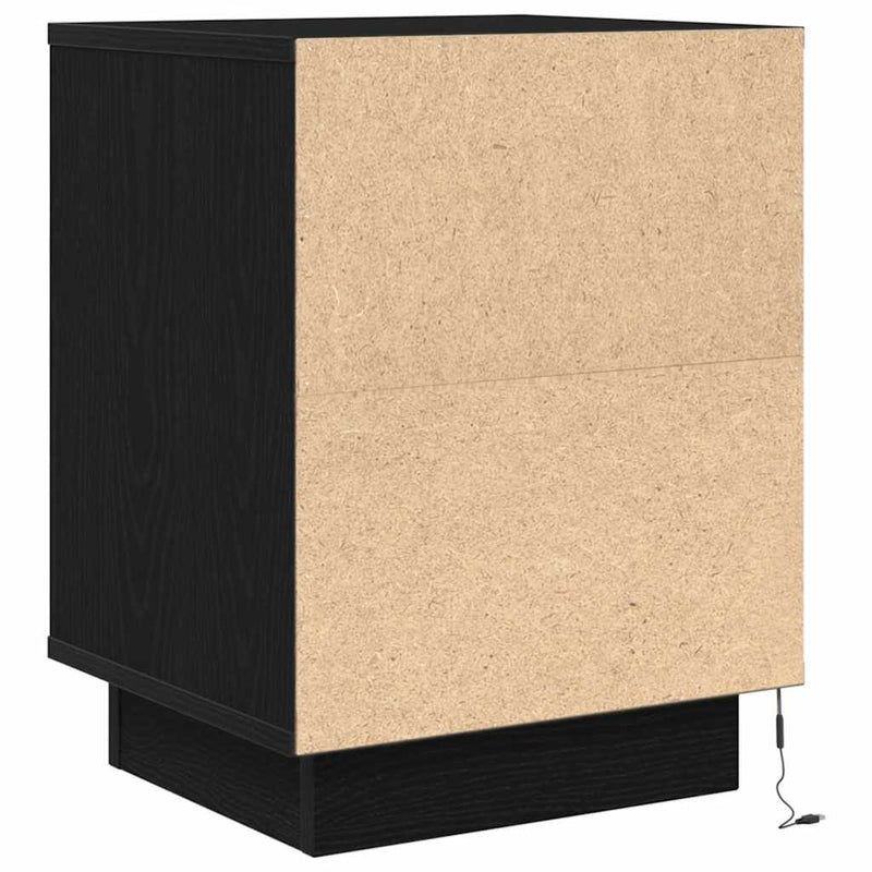 vidaXL fekete éjjeliszekrény LED-világítással 38x34x50 cm