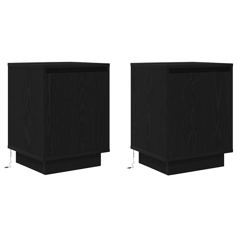 vidaXL 2 db fekete éjjeliszekrények LED világítással 38x34x50 cm