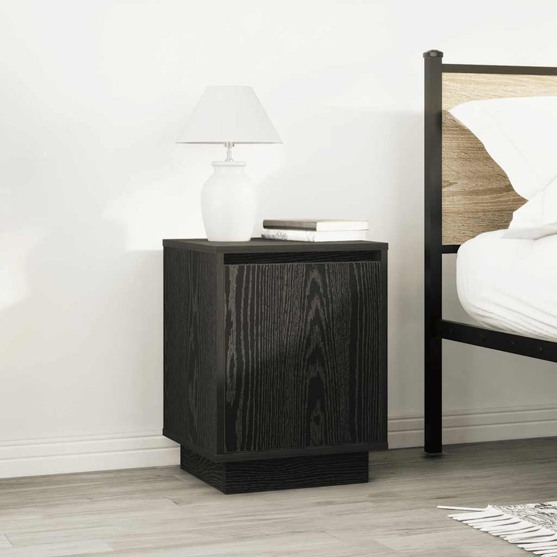 vidaXL 2 db fekete éjjeliszekrények LED világítással 38x34x50 cm