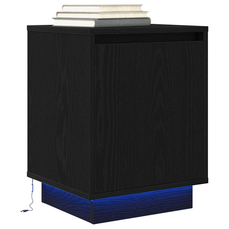 vidaXL 2 db fekete éjjeliszekrények LED világítással 38x34x50 cm