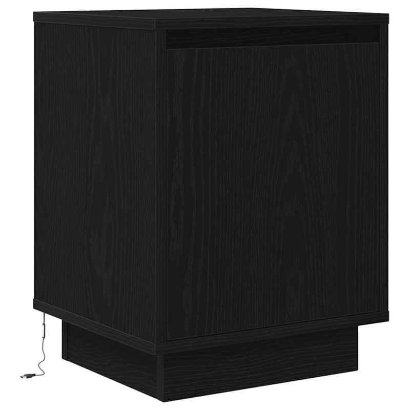 vidaXL 2 db fekete éjjeliszekrények LED világítással 38x34x50 cm