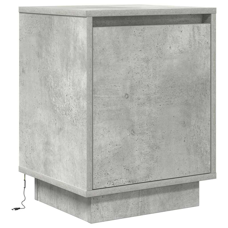 vidaXL betonszürke éjjeliszekrény LED-világítással 38x34x50 cm