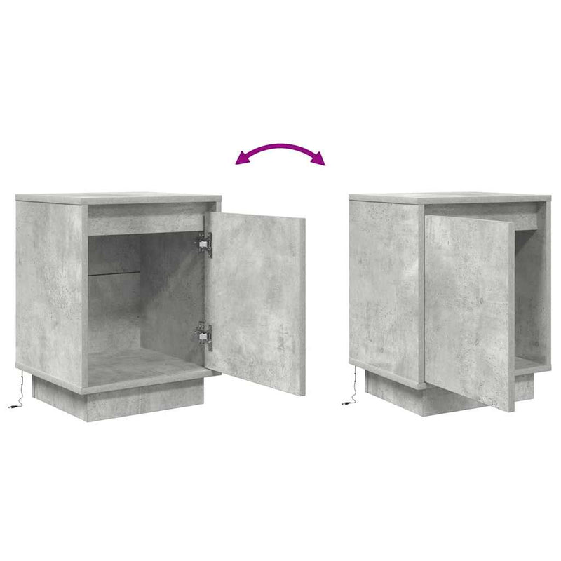 vidaXL betonszürke éjjeliszekrény LED-világítással 38x34x50 cm