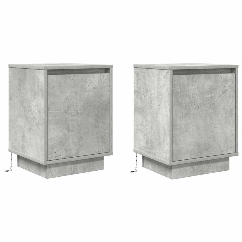 vidaXL 2 db betonszürke éjjeliszekrény LED-fényekkel 38x34x50 cm