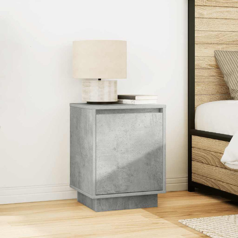 vidaXL 2 db betonszürke éjjeliszekrény LED-fényekkel 38x34x50 cm