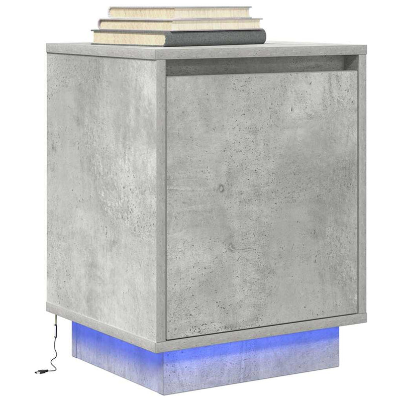 vidaXL 2 db betonszürke éjjeliszekrény LED-fényekkel 38x34x50 cm