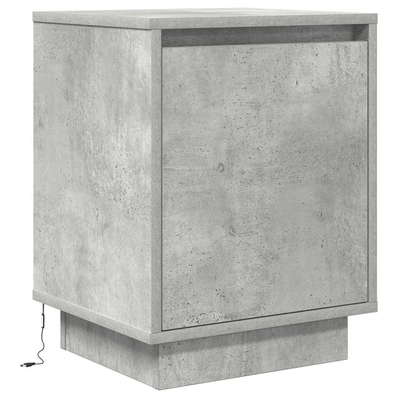 vidaXL 2 db betonszürke éjjeliszekrény LED-fényekkel 38x34x50 cm