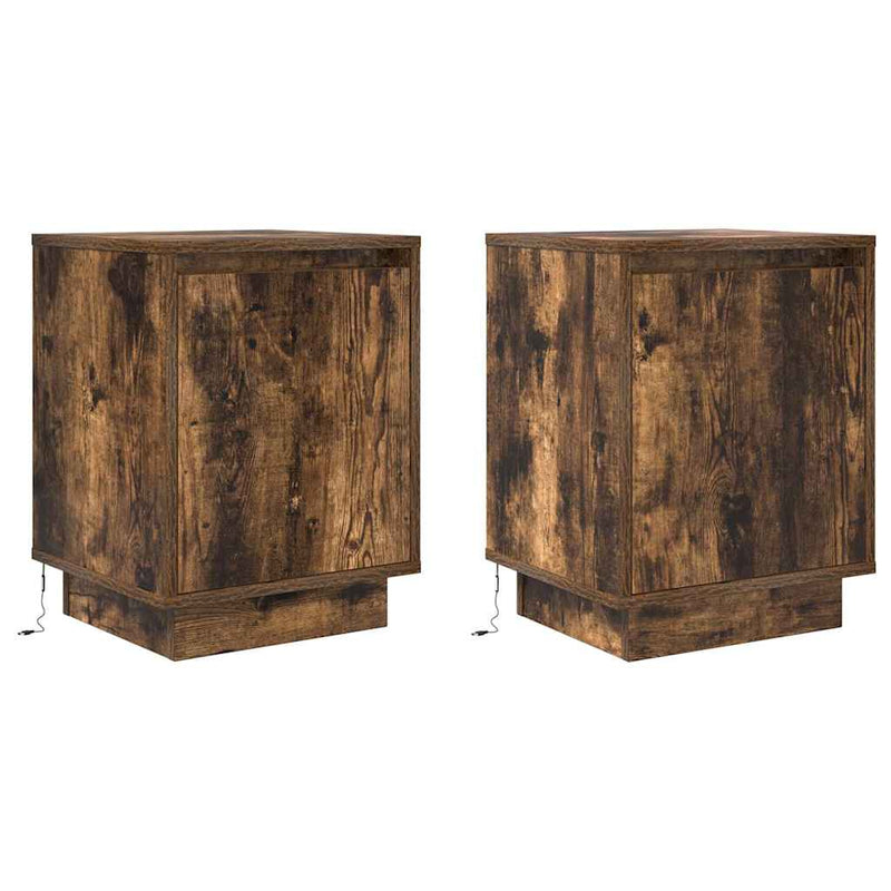 vidaXL 2 db füstölt tölgy éjjeliszekrények LED világítással 38x34x50cm