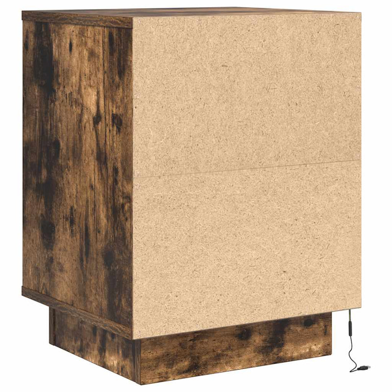 vidaXL 2 db füstölt tölgy éjjeliszekrények LED világítással 38x34x50cm