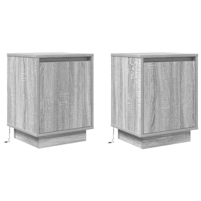 vidaXL 2 db szürke sonoma éjjeliszekrények LED világítással 38x34x50cm