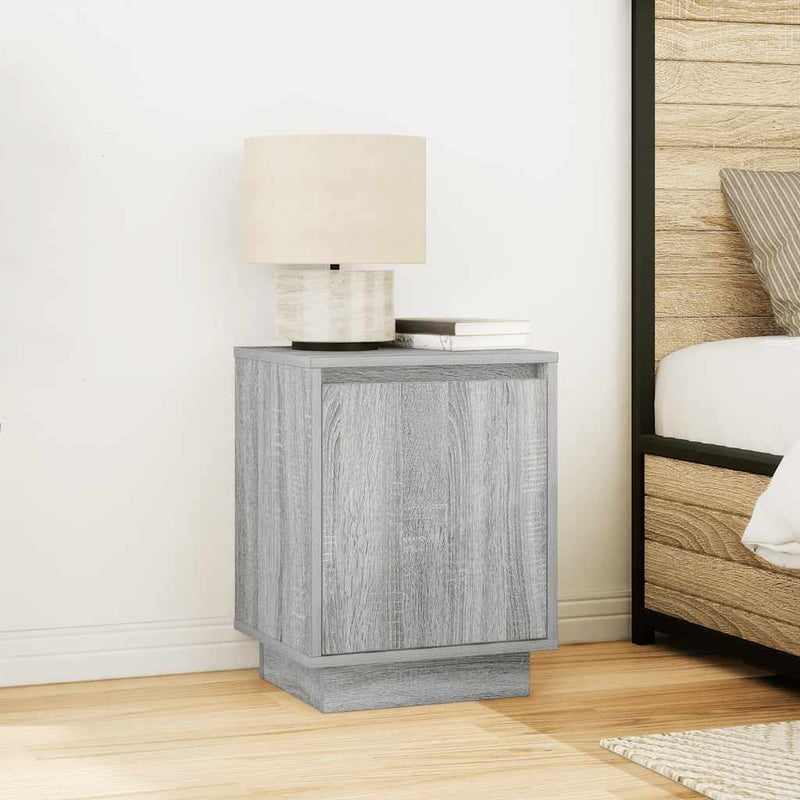 vidaXL 2 db szürke sonoma éjjeliszekrények LED világítással 38x34x50cm