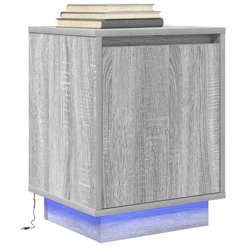 vidaXL 2 db szürke sonoma éjjeliszekrények LED világítással 38x34x50cm
