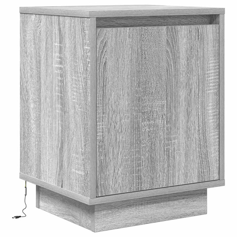 vidaXL 2 db szürke sonoma éjjeliszekrények LED világítással 38x34x50cm